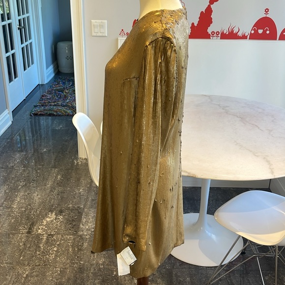 NWT Diane von Furstenberg Pauletta embellished gold sequin silk dress. 10 - Picture 5 of 12